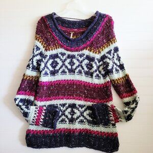 Free People Fair Isle Sweater Small Multicolor Wool Alpaca Mohair Chunky Knit